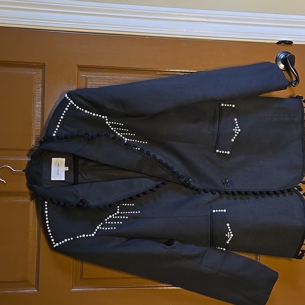 Sister Jane Black Jacket with White Accents - Picture 2 of 14